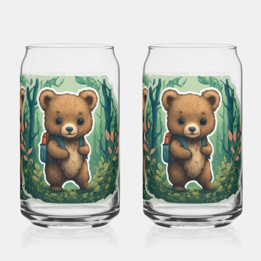 Avontuur wacht op: Schattigee Beren rugzak Blikvorm Glas (Achterkant)