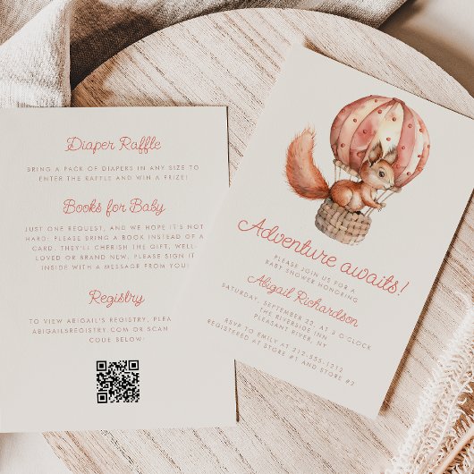 Avontuur wacht op Schattigee eekhoorn QR Code Baby Kaart