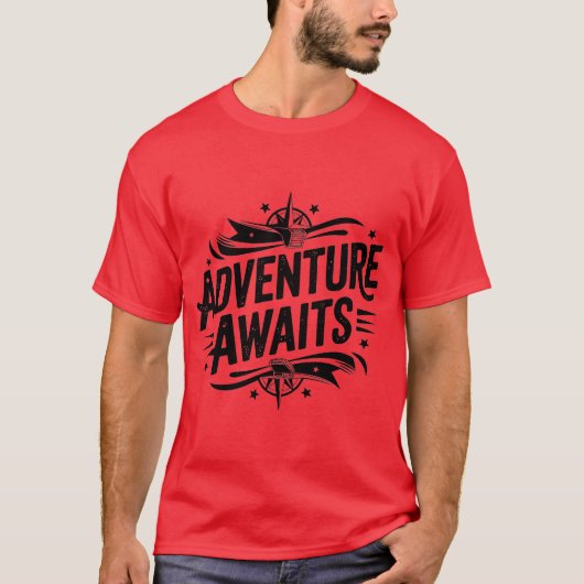 Avontuur wacht op typografie t-shirt (Voorkant)