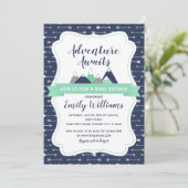 Avontuur wacht op uitnodiging baby shower (Staand voorkant)