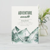 Avontuur wacht op uitnodiging voor Baby shower bui (Staand voorkant)