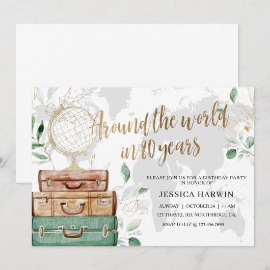 Avontuur wacht op VERJAARDAG, 80STE, Reisthema Kaart (Voorkant / Achterkant)