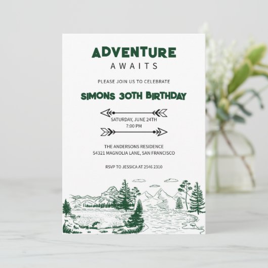 Avontuur wacht op verjaardag kaart (Staand voorkant)