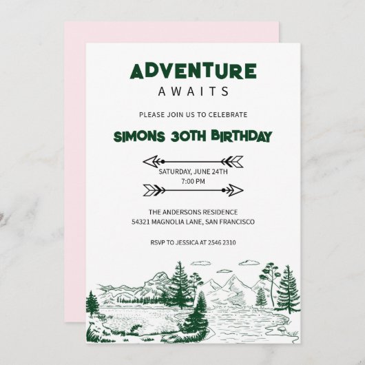 Avontuur wacht op verjaardag kaart (Voorkant / Achterkant)