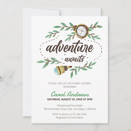 Avontuur wacht op Waterverf Baby shower Kaart (Voorkant)