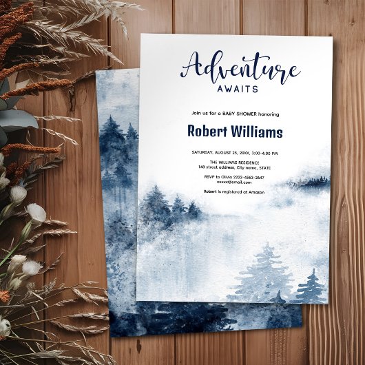 Avontuur wacht op waterverf bosuitnodiging kaart