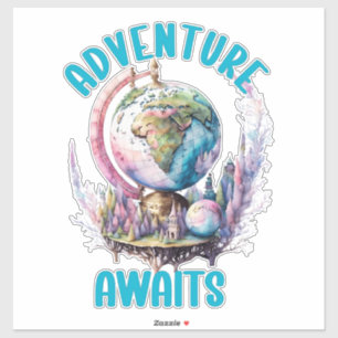 Avontuur wacht op Waterverf Travel Sticker