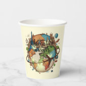 Avontuur wacht op  Wereldbol Baby shower Papieren Bekers (Voorkant)