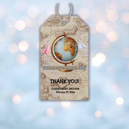 Avontuur wacht op Wereldkaart Baby shower Cadeaulabel