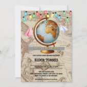 Avontuur wacht op Wereldkaart Baby shower Kaart (Voorkant)