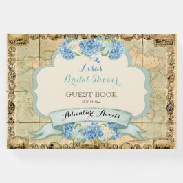 Avontuur wacht op  Wereldkaart Blue Hydrangeas Gastenboek