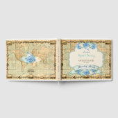 Avontuur wacht op Wereldkaart Blue Hydrangeas Gastenboek (Volledig)