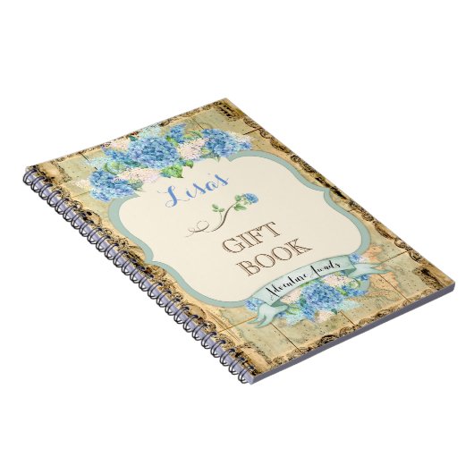 Avontuur wacht op  Wereldkaart Blue Hydrangeas Notitieboek (Rechterzijde)