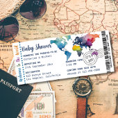 Avontuur wacht op Wereldkaart Boarding Pass Shower Kaart