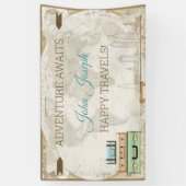 Avontuur wacht op Wereldkaart Modern Travel Spandoek (Verticaal)