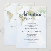 Avontuur wacht op Wereldkaart Pensioenfeest Kaart (Voorkant / Achterkant)