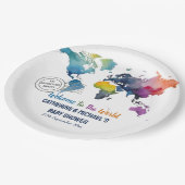 Avontuur wacht op Wereldkaart Travel Baby shower Papieren Bordje (Gekanteld)