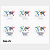 Avontuur wacht op Wereldkaart Travel Baby shower Ronde Sticker (Vel)