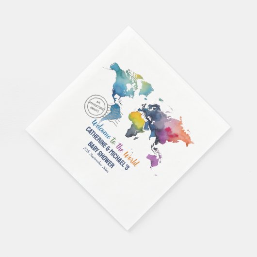 Avontuur wacht op Wereldkaart Travel Baby shower Servet (Hoek)