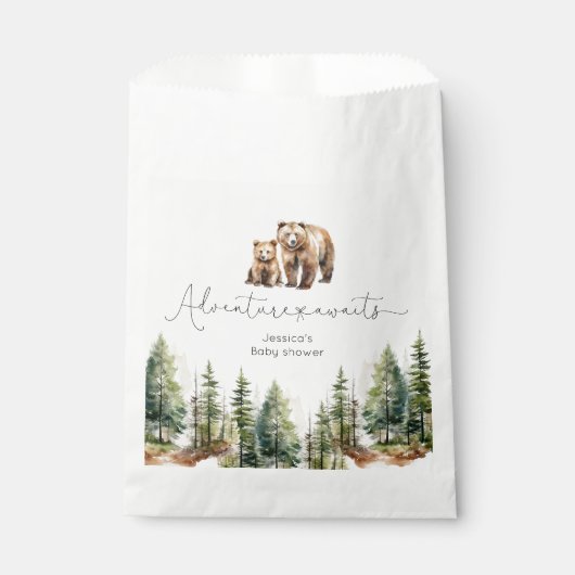 Avontuur wacht op wild forest beer baby shower bedankzakje (Voorkant)