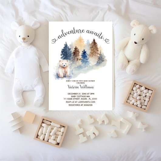 Avontuur wacht op Winter Polar Beer Baby shower Kaart