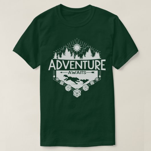 Avontuur wacht op witte versie t-shirt (Design voorkant)