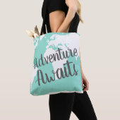 Avontuur wacht op witte Wereldkaart & Mint Tote Bag (Dichtbij)