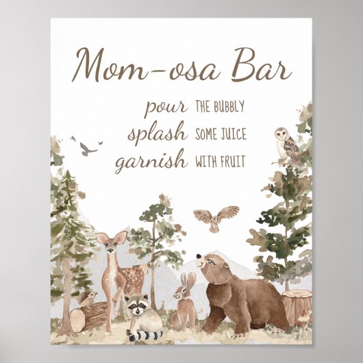 Avontuur wacht op Woodland Animals Mom Osa Bar Poster (Voorkant)