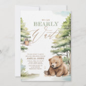 Avontuur wacht op Woodland Teddybeer Babyshower  Kaart (Voorkant)
