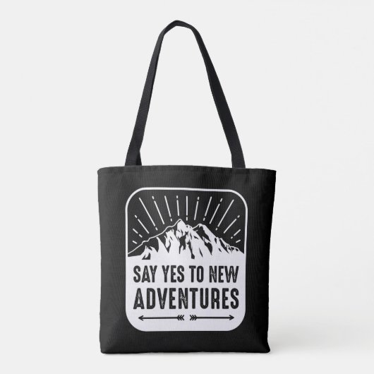 Avontuur wacht op  zwart-wit offerte tote bag (Achterkant)