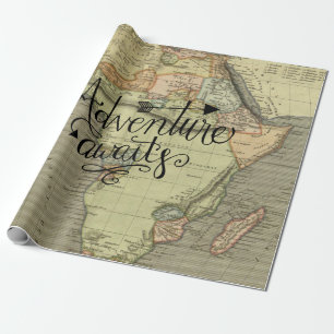 Avontuur Wacht Oude Wereldkaart Cadeaupapier
