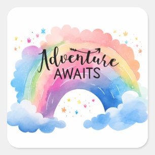 Avontuur Wacht Regenboog Vierkante Sticker