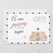 Avontuur wacht Reis Baby Shower Blauw Roze Kaart (Achterkant)