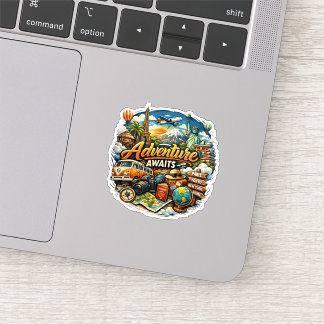 Avontuur Wacht Reis Collage Vintage Vakantie Sticker