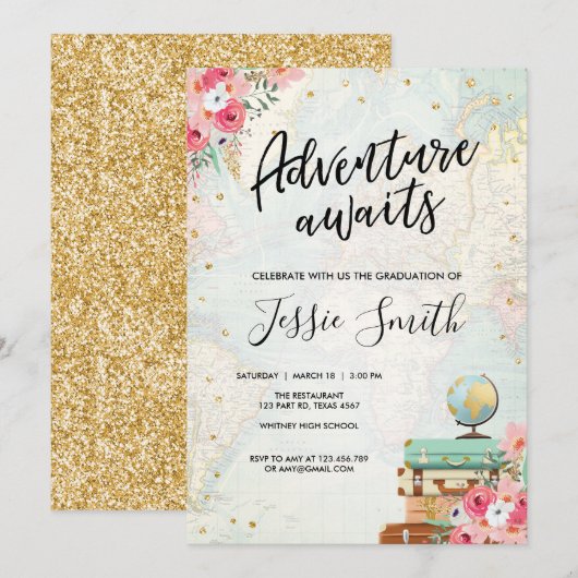 Avontuur wacht Reizen Afstudeerschool Feest Kaart (Voorkant / Achterkant)