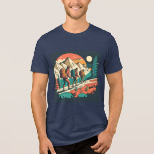 Avontuur wacht   Retro wandelen en Natuur kunst Tri-Blend Shirt