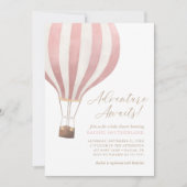 Avontuur wacht Roze Heet Luchtballon Baby Shower Kaart (Voorkant)