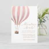 Avontuur wacht Roze Heet Luchtballon Baby Shower Kaart (Staand voorkant)