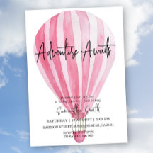 Avontuur Wacht Roze Heet Luchtballon Baby Shower