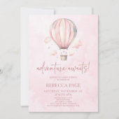 Avontuur wacht! Roze Hete Luchtballon Baby shower Kaart (Voorkant)