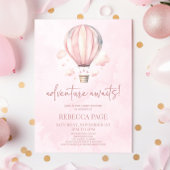 Avontuur wacht! Roze Hete Luchtballon Baby shower Kaart