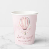 Avontuur wacht! Roze Hete Luchtballon Baby shower Papieren Bekers (Achterkant)