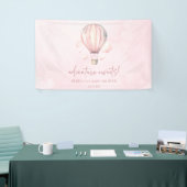 Avontuur wacht! Roze Hete Luchtballon Baby shower Spandoek (Beurs)