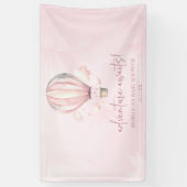 Avontuur wacht! Roze Hete Luchtballon Baby shower Spandoek (Verticaal)