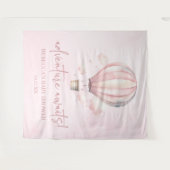 Avontuur wacht! Roze Hete Luchtballon Baby shower Wandkleed (Voorkant (horizontaal))