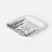 Avontuur wacht Rustiek Bergen Baby shower Papieren Bordje (Gebogen)