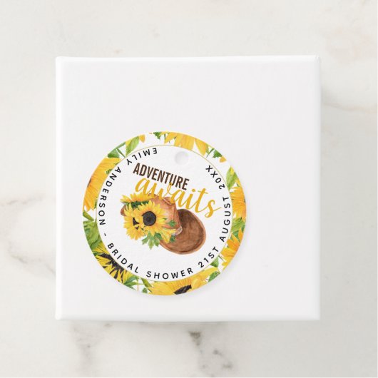 Avontuur wacht rustieke zonnebloemen Vrijgezellenf Bedankjes Labels (In situ)