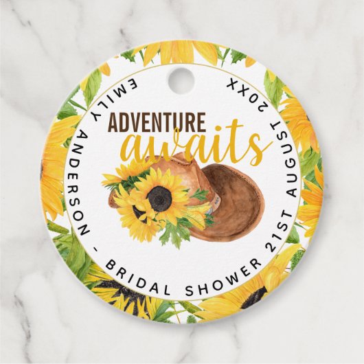 Avontuur wacht rustieke zonnebloemen Vrijgezellenf Bedankjes Labels (Voorkant)