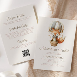 Avontuur Wacht Schattige Vos QR Code Baby Shower Kaart