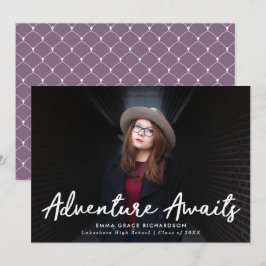 Avontuur Wacht Script Paarse Foto Afstudeerfeest Aankondiging